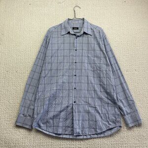 Hugo Boss Dress Shirt Mens 16 1/2 Button Down Preppy Slim Baby Blue Gingham